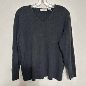 Preswick & Moore 1X Charcoal Gray V Neck Pullover Sweater